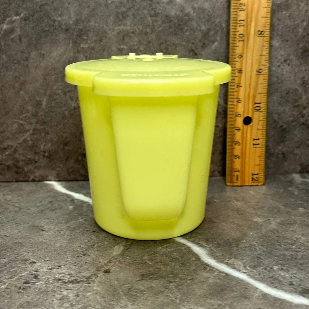 Vintage Tupperware Lime Green/Yellow Creamer Pitcher Flip Top Lid Made in USA